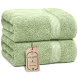 HomeBurg Luxe 2-Piece Bath Towel Set – Large Soft Cotton Towels, Absorbent, Durable & Skin-Friendly, Machine Washable, 65 x 137 cm, Sage Green