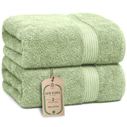 HomeBurg Luxe 2-Piece Bath Towel Set – Large Soft Cotton Towels, Absorbent, Durable & Skin-Friendly, Machine Washable, 65 x 137 cm, Sage Green
