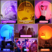 Cuiwos Sunset Lamp Projection - 16 Colour | Sunset Light with 24Keys Remote Multicolour - USB Port-Colour Changing & Fade Mode - 【𝐔𝐩𝐠𝐫𝐚𝐝𝐞𝐝】 App Control