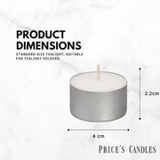 Price's Candles 100 Pack Sentinel Range 8 Hour Tea Lights Unscented Long Burning Tealight Candles for Home Catering Events Relaxation and Everyday Use