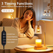 Candle Warmer Lamp with Timer - Electric Wax Melter Flameless Burner Heater | Adjustable Height and Brightness Jar Candles Suitable Various Holiday Warming Gifts for Women with 2 Bulbs
