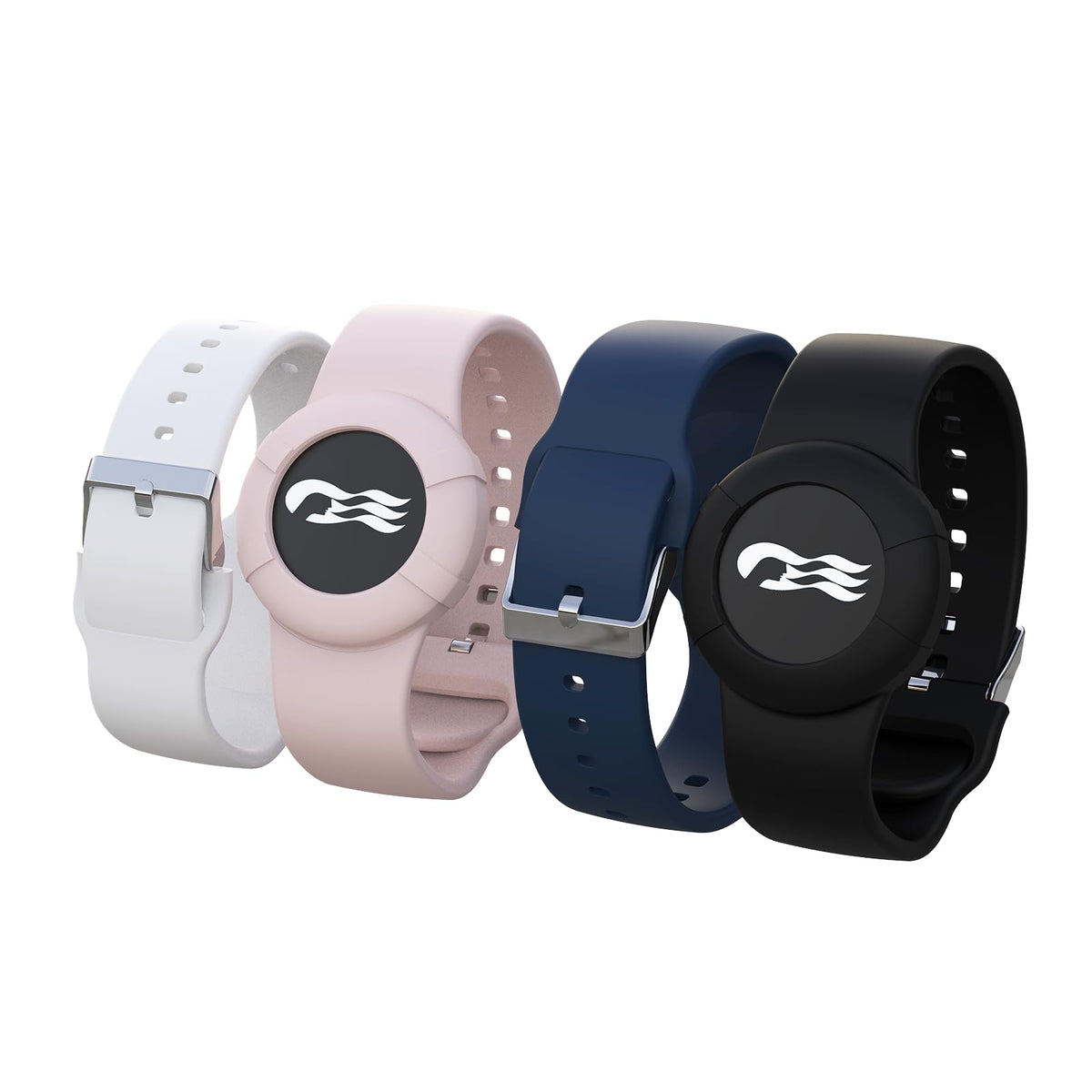 4 Pack Princess Cruise Medallion Holders for Kids and Adults, Silicone Wristbands for Carnival Ocean Medallion - 2 Sizes (S/M and M/L) in One Pack, Black and Dark Blue (M/L), Pink and White (S/M)