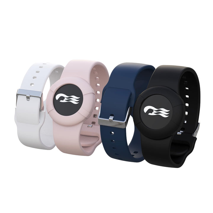 4 Pack Princess Cruise Medallion Holders for Kids and Adults, Silicone Wristbands for Carnival Ocean Medallion - 2 Sizes (S/M and M/L) in One Pack, Black and Dark Blue (M/L), Pink and White (S/M)