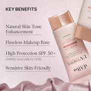 d'alba Piedmont Waterfull Tone-Up Sunscreen Serum (1.69 fl oz), SPF 50+ | BROAD SPECTRUM SPF 50 +, Makeup Base, Foundation-Free, Even Skint Tone, Korean Sunscreen for Face, All Skin Tones