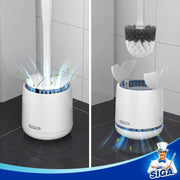 MR.SIGA Toilet Bowl Brush and Holder, Sturdy Long Handle, White, 1 Pack | Automatic lid design, upgraded ventilation, replaceable toilet brush head dries quickly