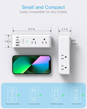 Surge Protector Outlet Extender with Rotating Plug, Multi Plug Wall Outlet | 6 AC Outlet Splitter 4 USB Ports (2 USB C),1800J USB Wall Charger, Plug Adapter Power Strip for Home Office Dorm Room Travel