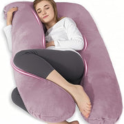 Chilling Home Pregnancy Pillow, U Shaped Maternity Full Body Pillow, Velvet | Pregnancy Pillows for Sleeping, Supportive and Comfortable Cuddle Long Pillow for Pregnant Women with Washable Cover,Purple