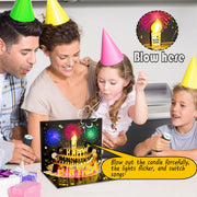 Bevbovcard Pop Up Birthday Cards for Men, LED Light & Music Blow The Candle | 3D Balloons, Singing Happy Birthday gifts Card for Husband - Women, Kids, Son, Her, & Dad