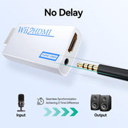 GANA Wii to HDMI Converter, 1080P Wii HDMI Adapter with 3.5mm Audio Jack | Plug and play, supports all Wii display modes, compatible with Wii/Wii U, HDTVs, monitors and projectors