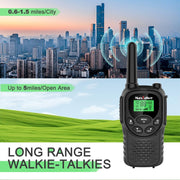 Walkie Talkies Long Range for Adults, Rechargeable FRS Two-Way Radio, 2Pack | NOAA weather alert. 1200mAh Li‑ion battery supports USB‑C charging. LED flashlight and VOX hands‑free function for Outdoors.