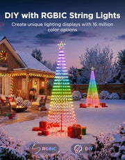 Govee Christmas Cone Tree Lights, 9ft 610 LEDs RGBIC Christmas Tree Light | Smart App Control, IP67 Waterproof Outdoor String Lights for Halloween Christmas Decorations, 100+ Scene Modes, Music Sync