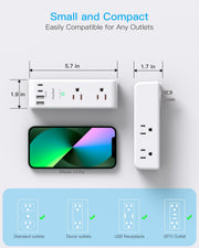 Surge Protector Outlet Extender with Rotating Plug, Multi Plug Wall Outlet | 6 AC Outlet Splitter 4 USB Ports (2 USB C),1800J USB Wall Charger, Plug Adapter Power Strip for Home Office Dorm Room Travel