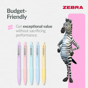 Zebra Pen Z-GRIP Smooth Ballpoint Pens Black Ink 5pk - Pastel Barrel 1mm Medium Point Retractable Ink Pens with Clip - Smooth Writing Pens with Low Viscosity Ink, Comfort Grip - 5 Pens Multipack