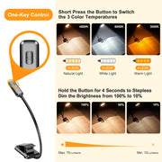 Gritin 9 LED Rechargeable Book Light for Reading in Bed-Stepless Dimming | Eye Caring 3 Color Temperatures, Long Battery Life, Flexible Lightweight Clip On Book Reading Light for Studying