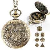 Banloga D&D Dice Set,7PCS Mini Dice with Pocket Watch Case （Dragon, Bronze） | Metal Dice for Dungeons and Dragons, Role Playing Board Games Accessories, Gift for Gamer