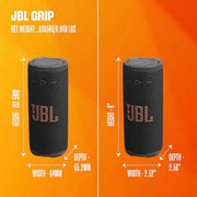 JBL Grip Portable Bluetooth Speaker, Waterproof, Ambient Light - Black | Up to 14 Hr Playtime, AI Sound Boost, IP68 Waterproof And Dustproof, Drop-Proof, App Control, Ideal For Outdoor And Travel