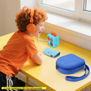 Hard Case Compatible with Yoto Mini (2024 Edition), 3-in-1 Travel Bundle: Silicone Cover + Case with Shoulder Strap (Fits Mini Player & Headphones) + Up to 10 Card Holder for YOTO Cards (Blue)