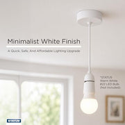 Status 9-Inch B22 Bayonet Ceiling Pendant Light Fitting, White | Pre-Wired with Cord Grip, Indoor Lighting Fixture, S9INCPB4