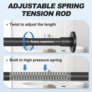 CorkLatta 1" Heavy Duty Black Shower Curtain Rod 31 to 80 Inch,Adjustable | Stainless Steel Tension Curtain Rod Non slip, No Drill Shower Rods for Bathroom,Easy Install