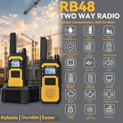 Retevis RB48 FRS Walkie Talkies Long Range,Mil-Standards 810H Two Way Radio | Rugged&IP67 Waterproof & Floating, Emergency Radio, Heavy-Duty,Dual PTT,Vibration Alert,NOAA,Rechargeable,20hr Battery,2 Pack
