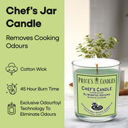 Price's Candles Chef's Jar Candle Fresh Scented Odour Reducing Candle with Basil Patchouli and Geranium Fragrance for Kitchens and Home Freshness