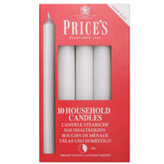 Price's Candles White Household Taper Candles Pack of 10 | Pack of 10, white wax, unscented, 5 hour burn, taper candles, dining, weddings, home décor