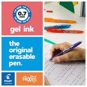 PILOT - FriXion Ball Erasable Rollerball Pen 0.7mm - Black Ink - Pack of 5 | WRITE & ERASE: 0.7mm erasable black rollerball pens for smooth everyday notes and easy corrections.