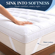 10cm Thick King Size Mattress Toppers - 1100GSM Hollowfibre (150X200cm) | Mattress Topper Kingsize Bed, Quilted Microfibre-Breathable, Hypoallergenic, Noiseless, Elastic Corner Straps