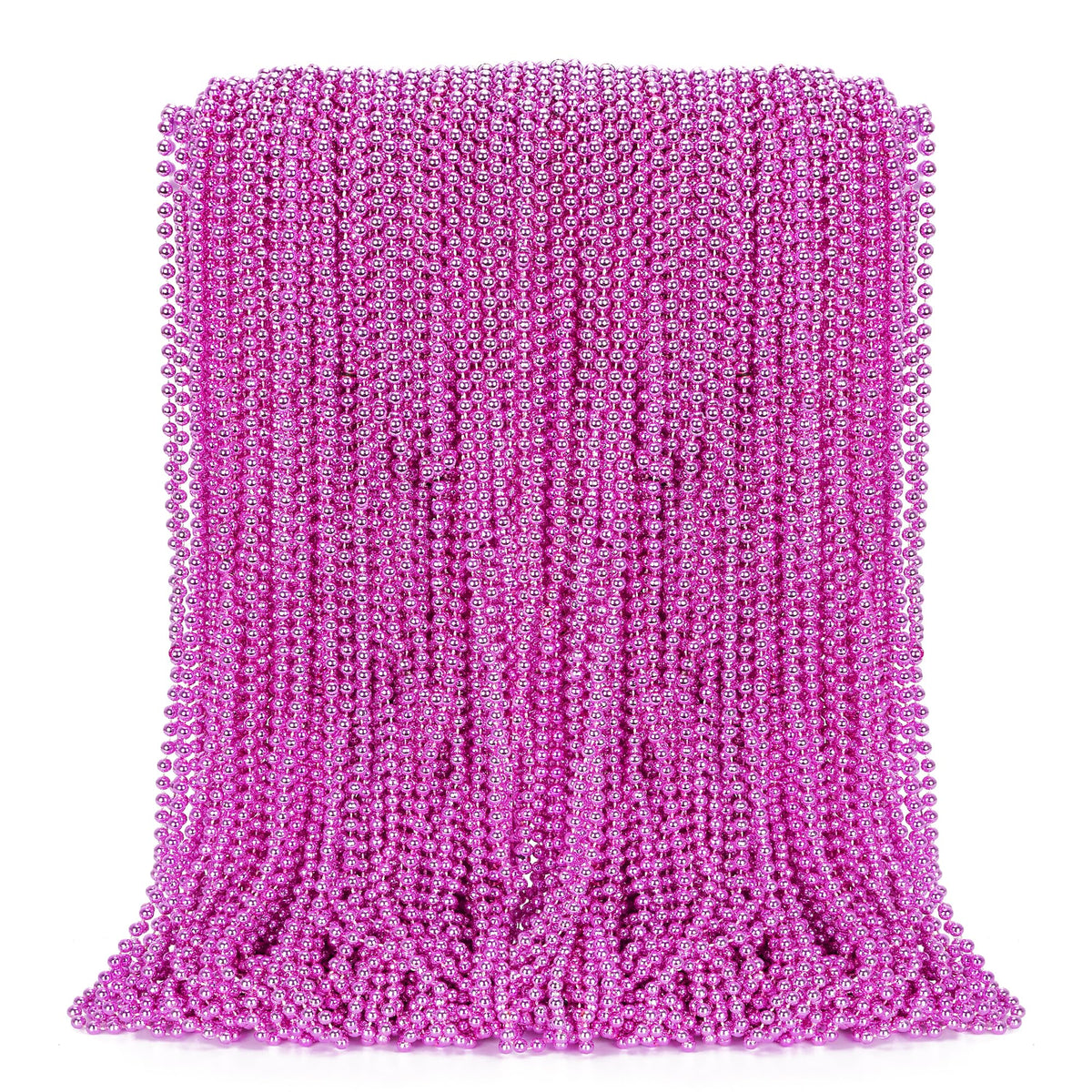 100PCS Bead Necklace, Breast Cancer Awareness Beaded Necklaces Stuff, 33" Mardi Gras Beads Necklace Costume, Festival Parade Throw Accessories for Wedding Birthday Gender Reveal Party Events Supplies