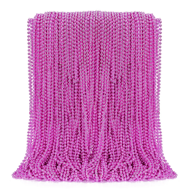 100PCS Bead Necklace, Breast Cancer Awareness Beaded Necklaces Stuff, 33" Mardi Gras Beads Necklace Costume, Festival Parade Throw Accessories for Wedding Birthday Gender Reveal Party Events Supplies