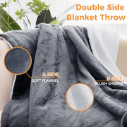 Heated Blanket Electric Throw 160x130CM, Dark Grey, Heating Blanket | 10 Levels &1-9H Timer Auto-Off, Machine Washable, Soft Flannel Sherpa Full Body Warming, Sofa Bed Office Use