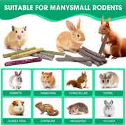 Jorewood 33 Pcs Rabbit Chew Sticks, Rabbit, Guinea Pig Toys, Natural Timothy Grass Molar Teeth Stick, Mixing Flowers Chewing Toy, Small Animals Treats