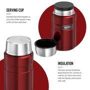Thermos Stainless King Cranberry Red Food Flask (710ml) 14h Hot | 24h Cold | Thermal vacuum insulated stainless steel metal hot food container with lid for soup, meal prep, work packed lunch, camping