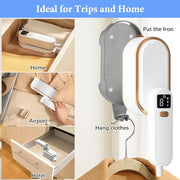 Steam Iron Travel Steamer with LCD Screen, 10S Fast Heat-up 2000W Steamer Clothing with 180° Rotatable Handle, Portable Handheld Clothes Steamer, 3 Steam Levels for Travel, Home, Office (White)