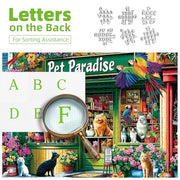 MINIWAN Puzzles for Adults 500 Pieces, Pet Paradise Jigsaw Puzzle | Pet Shop Cat Dog Puzzle with Unique Shaped Pieces, Letters on Back, Reference Poster, 23x15 Inch Wall Decor