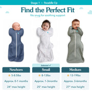 Love To Dream™ Swaddle UP™, Small 3.5-6 kg - Grey, Snug Fit, Supports Healthy Sleep Routine, 1.0 Tog - Ideal for 20-24°C Temperatures, Machine Washable Cotton & Double Zip for Easy Nappy Changes