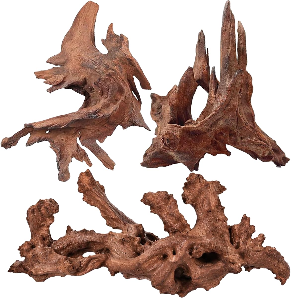 Jorewood Natural Aquarium Driftwood for Fish Tank Reptile Terrariums Decor | Safe Fish Tank Decorations, Unique Twisted Branches 3-Piece 7-11 Inch Low Tannin, Easy to Sink