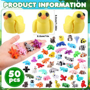 Celltestria 50Pcs Mini 3D Printed Animals Articulated Fidget Toys for Kids | Little Movable Joints 3D Printed Figurines for Gifts Party Favors Goodie Bags Exchange Classroom Prize