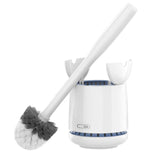 MR.SIGA Toilet Bowl Brush and Holder, Sturdy Long Handle, White, 1 Pack | Automatic lid design, upgraded ventilation, replaceable toilet brush head dries quickly