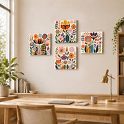 Glyzaen Neutral Olive Tree Framed Canvas Wall Art Set of 4, 30 x 30 cm | Mediterranean Vase Canvas Prints, Beige Botanical Wall Art for Living Room and Bedroom, with Hooks and Hook-and-Loop Strips
