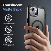 jaroco Magnetic for iPhone 14 Case Heavy Duty Protection Black | Compatible with MagSafe,Military Grade Drop Protection,Translucent Matte,Non-Slip,Shockproof 2-Layer Durable Bumper Case