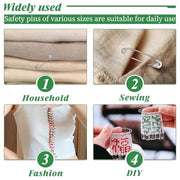 ENCHOL 200 Pcs 4 Sizes Safety Pins, Assorted Safety Pins for Clothes | Small Medium Large Safety Pins for Clothes, Heavy Duty for Nappy Pins, Arts, Crafts, DIY Jewellery and Sewing