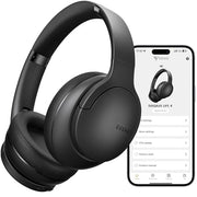 DOQAUS Bluetooth Headphones Over Ear Wireless, 90H Playtime, APP Control | 9 EQ Mode, Headphones Wireless with HiFi Deep Bass, Bluetooth 5.4, Memory Foam Earpad, ENC Mic, for Travel, Phone, PC, Black