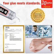 ALECPEA B-7000 Rhinestone Glue, Clear Craft Adhesive, 2 x 15 ml | Precision-tip clear glue for jewellery making, fabric, shoes, flatback gems, DIY crafts and phone screen repairs