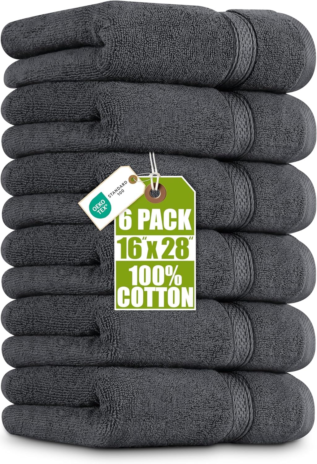 Utopia Towels Premium Hand Towels 41 x 71 cm, 6-Pack Grey | 100% Combed Ring Spun Cotton, Ultra Soft and Highly Absorbent, Extra Large Thick, Machine Washable Hotel & Spa Quality
