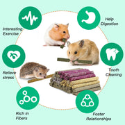 Jorewood 33 Pcs Rabbit Chew Sticks, Rabbit, Guinea Pig Toys, Natural Timothy Grass Molar Teeth Stick, Mixing Flowers Chewing Toy, Small Animals Treats