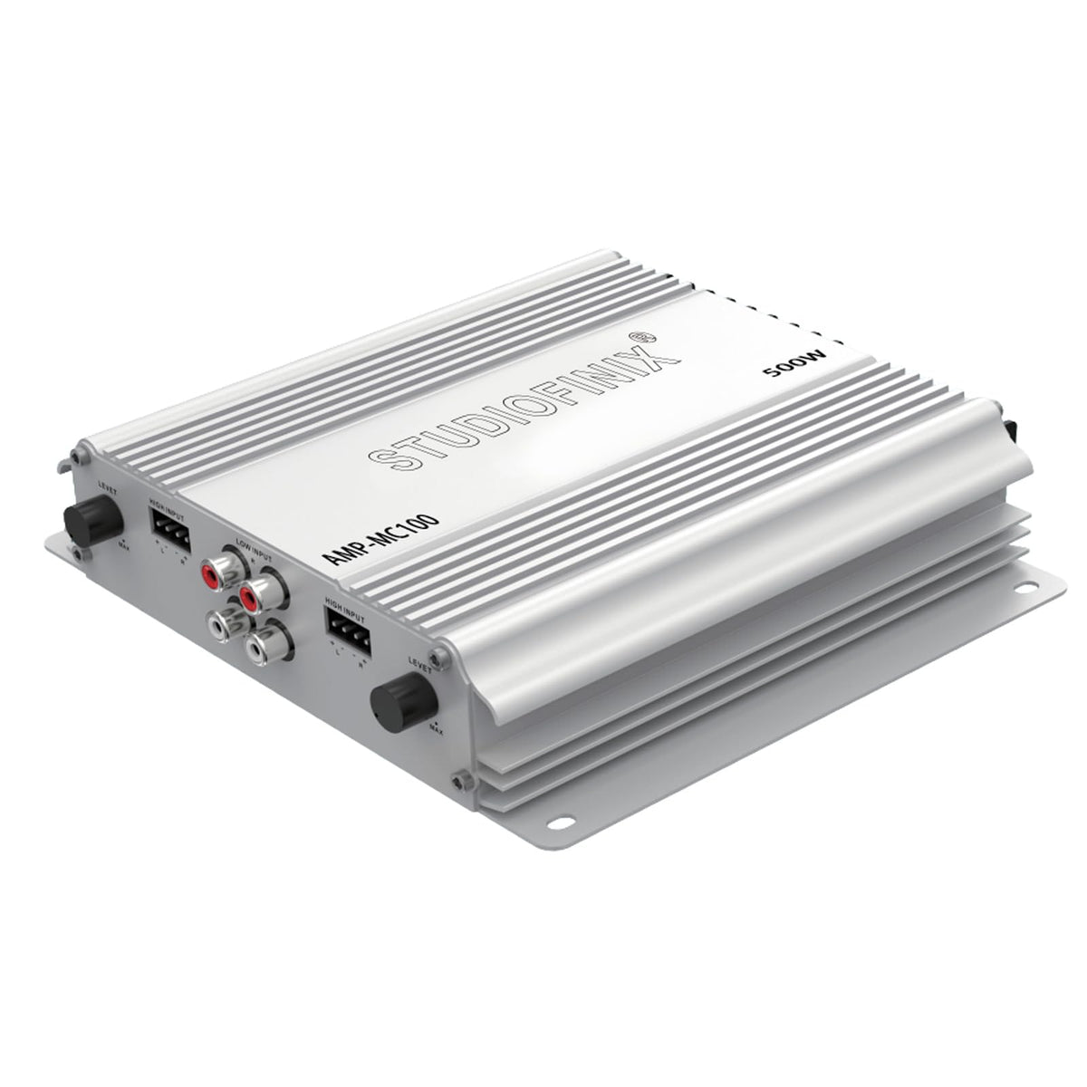STUDIOFINIX 4-Channel Marine Amplifier, 500W Peak Class AB Audio Amp, IP-01 Waterproof Marine Grade, Dual RCA & High-Level Inputs, Dual MOSFET Power Supply for Boats, ATVs, RVs, Motorcycles（White）