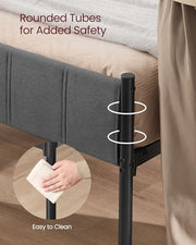 VASAGLE Single Bed Frame, with Upholstered Headboard, 90 x 190 cm | Metal Bed Frame, 250 kg Weight Capacity, Easy Assembly, Slate Grey, DUPON Collection RMB971G02