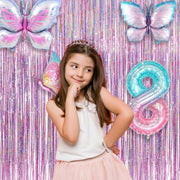 Pink Tinsel Curtain Party Backdrop Glitter - GREATRIL Foil Fringe Curtain Lilac Pink Streamers Decor for Birthday Girl Princess Unicorn Christmas Bachelorette Euphoria Party Decorations - 2 PCS