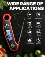 BESROY Meat Thermometer, Food Thermometer, Cooking Thermometer, Insta-Read | Folds away, LED display, Clear Readings, Insta-Read Accuracy, Waterproof, Built Tough for the Outdoors, Versatile Performance